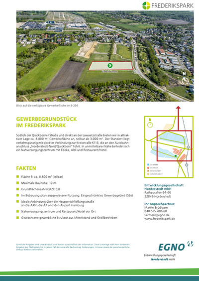 Deckblatt des PDF-Downloads „Frederikspark Factsheet B-Plan 256“