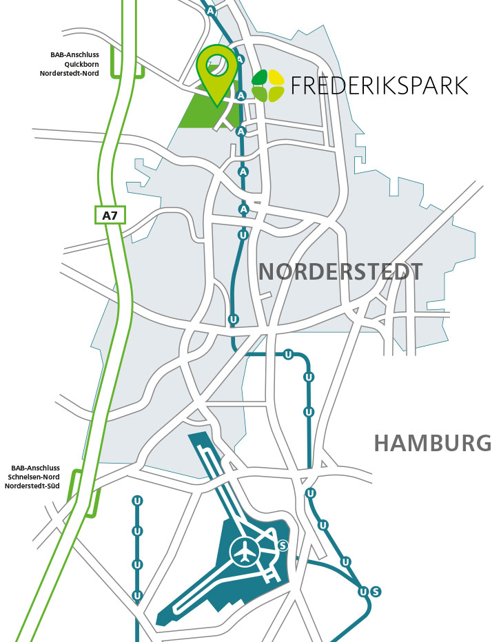 Karte zur Lage des Frederiksparks in Norderstedt