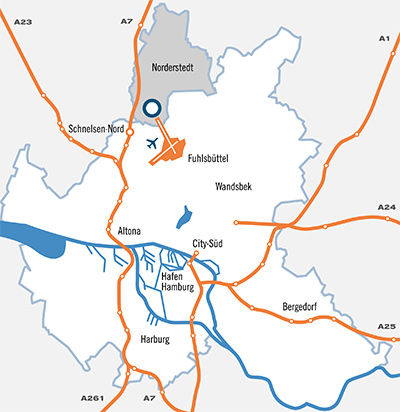 Karte zur Lage des Nordport in Norderstedt